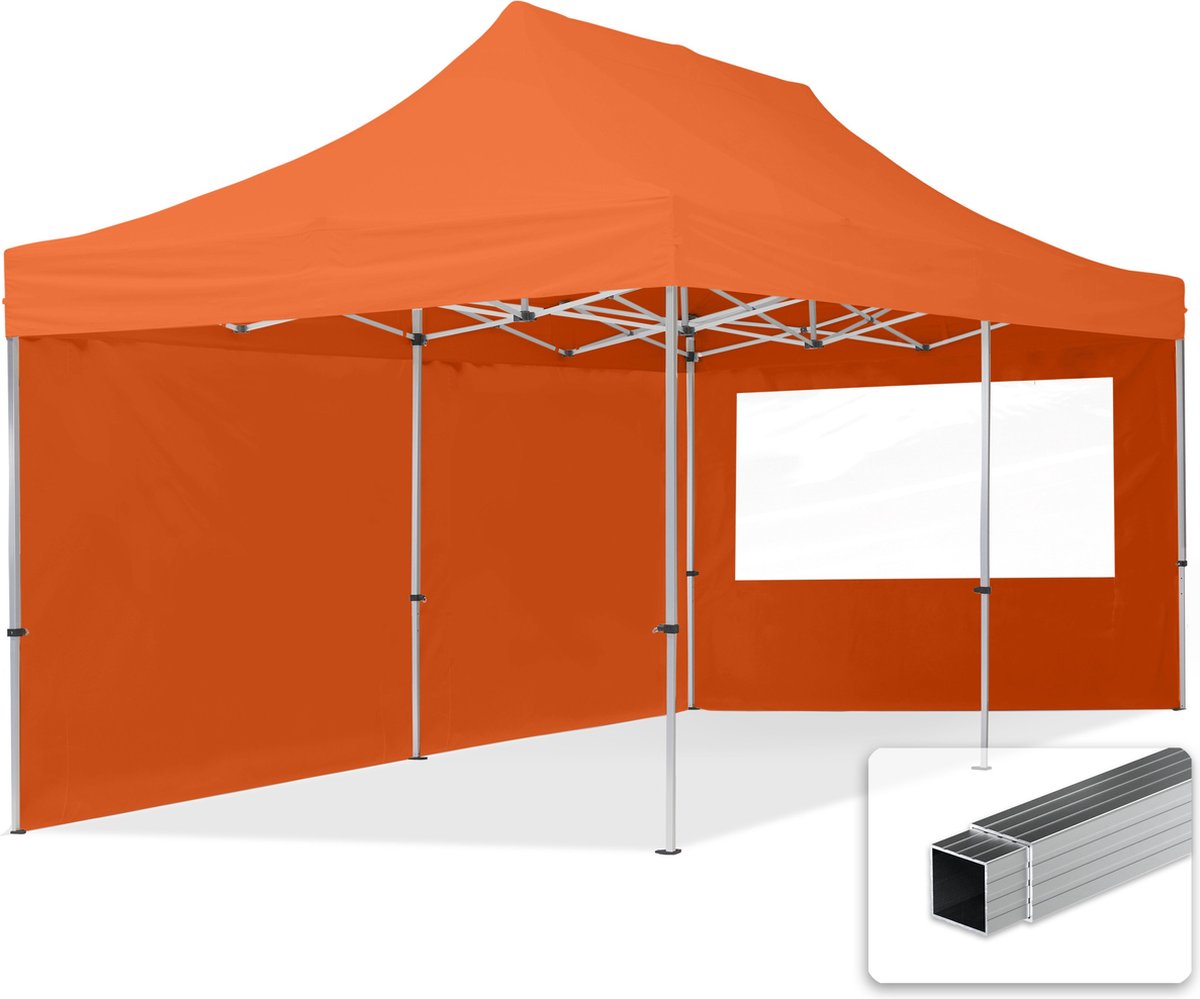 3x6 m Easy Up partytent Vouwpaviljoen, ECONOMY alu 32mm met zijwanden (panorama), oranje