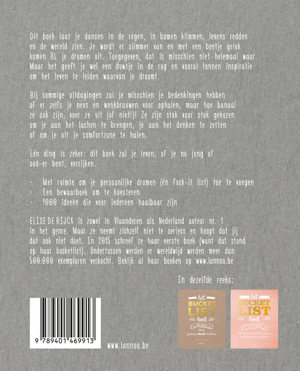 Bucketlist  -   Het ultieme Bucketlist Boek - back cover