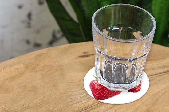 Sous- Sous-verres pour verres - Ronds - Fraise - Fruit - Wit - 10x10 cm - 6 pièces