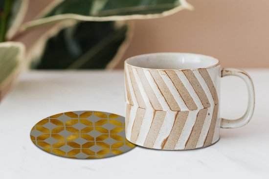 Sous- Sous-verres pour verres - Ronds - Motifs - Goud - Luxe - 10x10 cm - 6 pièces