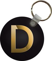 Sleutelhanger - Een illustratie van de letter D in het goud - Plastic - Rond - Uitdeelcadeautjes