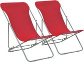 Decoways - Strandstoelen inklapbaar 2 stuks staal en oxford stof rood