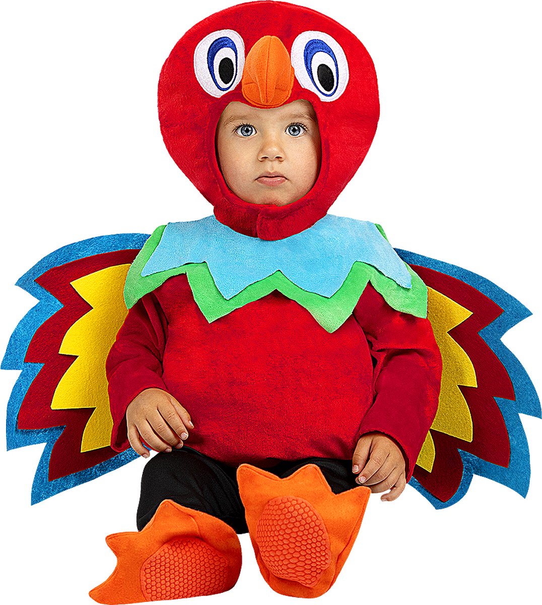 FUNIDELIA Papagaaien kostuum voor baby - Maat: 50 - 68 cm - Rood