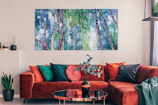 Toile Peinture Arbres - Couleurs - Été - 160x80 cm - Décoration murale