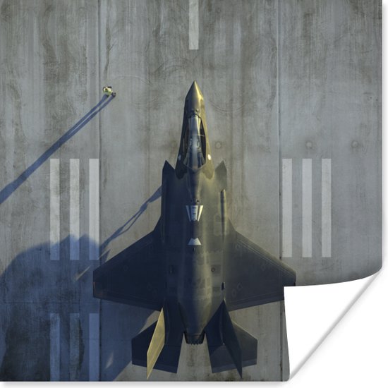 Poster De straaljager F-35 Lightning II op de grond - 100x100 cm XXL