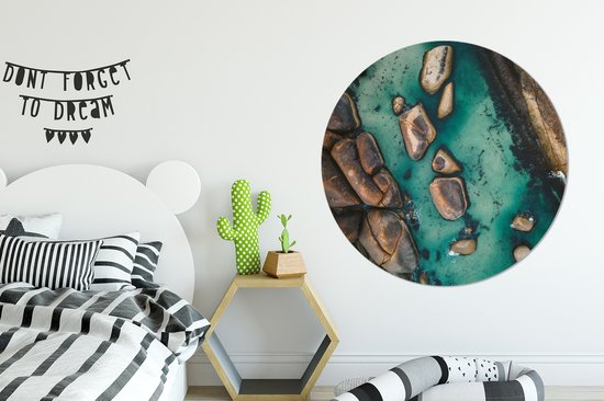 WallCircle - Cercle Mural - Cercle Mural - Water - Pierres - Mer - Aluminium - Dibond - 140x140 cm - Intérieur et Extérieur