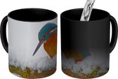 Magische Mok - Foto op Warmte Mokken - Koffiemok - IJsvogel - Sneeuw - Winter - Magic Mok - Beker - 350 ML - Theemok