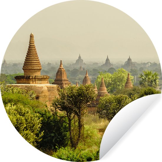 Behangcirkel - Bagan tempels in Myanmar Azie - 80x80 cm - Muurcirkel -  Zelfklevend -... | bol.com