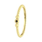 Zilveren goldplated ring bol zirkonia zwart