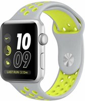 Rubberen sport bandje voor de Geschikt voor Apple Watch 42mm - 44mm S/M - Licht grijs Geel 1|2|3|4|5|6|7