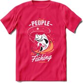 Cool People Do Fishing - Vissen T-Shirt | Oranje | Grappig Verjaardag Vis Hobby Cadeau Shirt | Dames - Heren - Unisex | Tshirt Hengelsport Kleding Kado - Roze - S