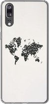 Coque Huawei P20 - Wereldkaart - Chiffres - Zwart - Coque de téléphone en Siliconen