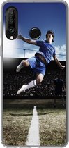 Geschikt voor Huawei P30 Lite hoesje - Voetballer doet een volley - Siliconen Telefoonhoesje