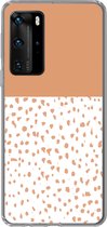 Geschikt voor Huawei P40 Pro hoesje - Stippen - Oranje - Wit - Siliconen Telefoonhoesje