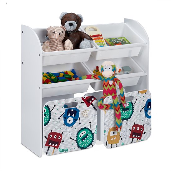 Armoire à jouets Relaxdays - armoire de rangement speelgoed - armoire pour enfants avec bacs de rangement - chambre d'enfant