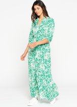 LOLALIZA Maxi-jurk met bloemenprint - Groen - Maat 48