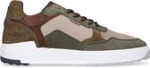 Manfield - Heren - Khaki sneakers met bruine details - Maat 43