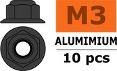 Revtec - Aluminium zelfborgende zeskantmoer met flens - M3 - Gun Metaal - 10 st