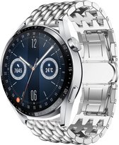 Stalen Smartwatch bandje - Geschikt voor  Huawei Watch GT 3 46mm stalen draak band - zilver - 46mm - Strap-it Horlogeband / Polsband / Armband