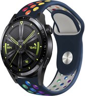 Strap-it Siliconen sport bandje - geschikt voor Huawei Watch GT / GT 2 / GT 3 / GT 3 Pro 46mm / GT 2 Pro / GT Runner / Watch 3 & 3 Pro - donkerblauw/kleurrijk