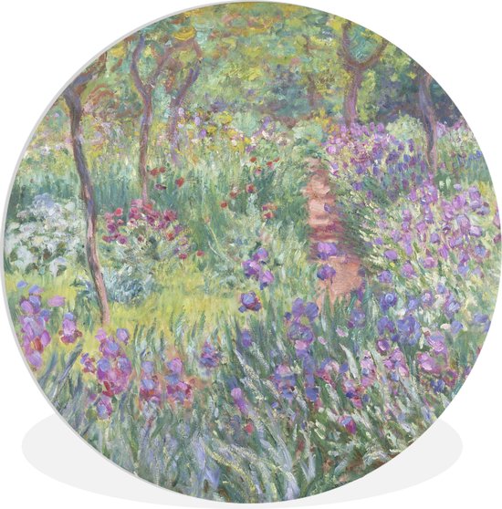 WallCircle - Wandcirkel ⌀ 150 - The artist's garden at Giverny - schilderij van Claude Monet - Ronde schilderijen woonkamer - Wandbord rond - Muurdecoratie cirkel - Kamer decoratie binnen - Wanddecoratie muurcirkel - Woonaccessoires
