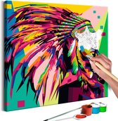Doe-het-zelf op canvas schilderen - Native American (Plume).