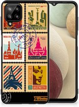 Trendy Telefoonhoesjes Samsung Galaxy A12 GSM Hoesje met Zwarte rand Postzegels