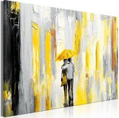 Schilderij - Umbrella in Love (1 Part) Wide Yellow.