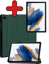 Samsung Galaxy Tab A8 Hoes Book Case Hoesje Met Screenprotector - Samsung Galaxy Tab A8 Hoes Cover - 10,5 inch - Donker Groen