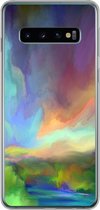 Geschikt voor Samsung Galaxy S10 hoesje - Landschap - Waterverf - Lucht - Siliconen Telefoonhoesje