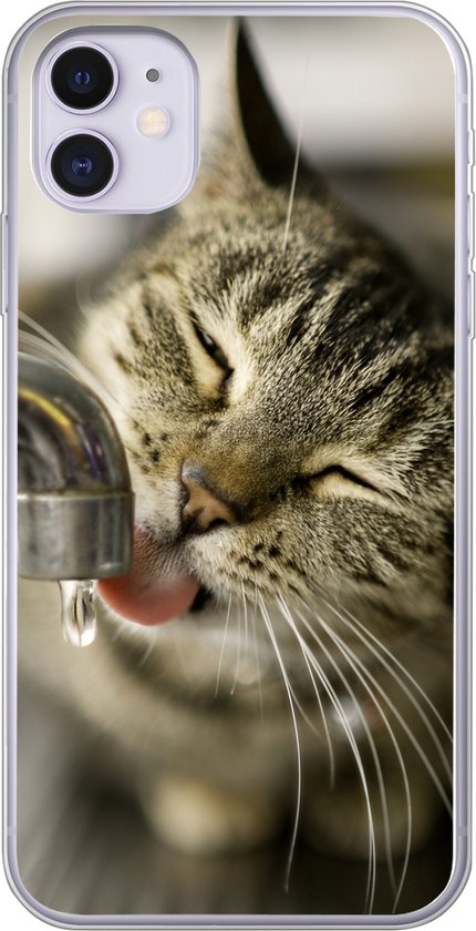 Coque iPhone 11 - Chat - Robinet - Boire - Siliconen
