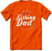 Fishing Dad - Vissen T-Shirt | Blauw | Grappig Verjaardag Vis Hobby Cadeau Shirt | Dames - Heren - Unisex | Tshirt Hengelsport Kleding Kado - Oranje - XXL