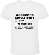 Waarom ben ik single Heren t-shirt | vrijgezel | relatie | grappig | cadeau | Zwart