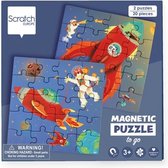 Scratch Puzzle Magnetic: MAGNETIC PUZZLE BOOK TO GO - ESPACE 18x18x1.5cm (fermé), 54x18x0.5cm (ouvert), avec 2 puzzles magnétiques de 20 pièces, 3+