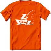 Vissen T-Shirt | Grappig Verjaardag Vis Hobby Cadeau Shirt | Dames - Heren - Unisex | Tshirt Hengelsport Kleding Kado - Oranje - L