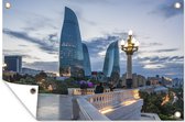 Tuinposters buiten Flame Towers in Azerbaijan - 90x60 cm - Tuindoek - Buitenposter