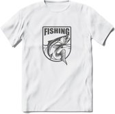 Fishing - Vissen T-Shirt | Grappig Verjaardag Vis Hobby Cadeau Shirt | Dames - Heren - Unisex | Tshirt Hengelsport Kleding Kado - Wit - XXL
