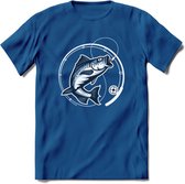 Fishing - Vissen T-Shirt | Grappig Verjaardag Vis Hobby Cadeau Shirt | Dames - Heren - Unisex | Tshirt Hengelsport Kleding Kado - Donker Blauw - XXL