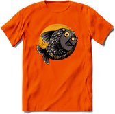 Vissen T-Shirt | Grappig Verjaardag Vis Hobby Cadeau Shirt | Dames - Heren - Unisex | Tshirt Hengelsport Kleding Kado - Oranje - M
