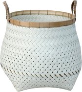 Mand recyc. Handvat wit - 48x40x40 cm - India - Sarana - Fairtrade
