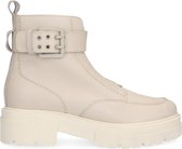 Manfield - Dames - Off white leren biker boots - Maat 39