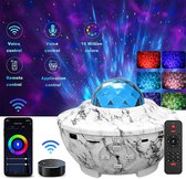 Amouhom Wifi Smart sterrenhemel projector, led-sterrenlichtprojector met voice-controle, bluetooth en afstandsbediening, projectielamp met Alexa-cadeaus voor kinderen, feestjes, Kerstmis