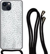Coque avec cordon iPhone 13 - Pois - Marbre - Wit - Siliconen - Bandoulière - Coque arrière avec cordon - Coque pour téléphone avec cordon - Coque avec corde