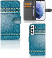 Wallet Book Case Geschikt voor Samsung Galaxy S22 Telefoon Hoesje Jeans