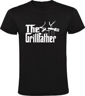 Grillfather Heren t-shirt | BBQ | Barbeque | vlees | chef | kok | keuken | biefstuk | restaurant | horeca | Zwart