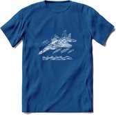 F-15 Vliegtuig T-Shirt | Unisex leger Kleding | Dames - Heren Straaljager shirt | Army F16 | Grappig bouwpakket Cadeau | - Donker Blauw - XXL