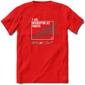 F-106 Vliegtuig T-Shirt | Unisex leger Kleding | Dames - Heren Straaljager shirt | Army F16 | Grappig bouwpakket Cadeau | - Rood - L