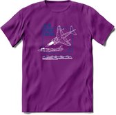 AV-8B Vliegtuig T-Shirt | Unisex leger Kleding | Dames - Heren Straaljager shirt | Army F16 | Grappig bouwpakket Cadeau | - Paars - L