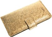 Made-NL Handgemaakte ( Samsung Galaxy S22 ) book case goud/zilver glitter leer hoesje