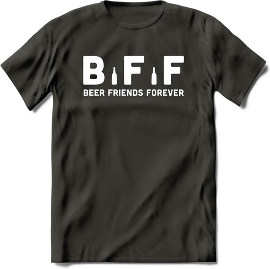 Bier Friends Forever BFF T-Shirt | Unisex Kleding | Dames - Heren Feest shirt | Drank | Grappig Verjaardag Cadeau tekst | - Donker Grijs - S